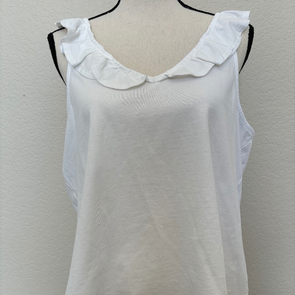 Treasure and Bond White Ruffle Collar Tank 100% Organic Cotton
